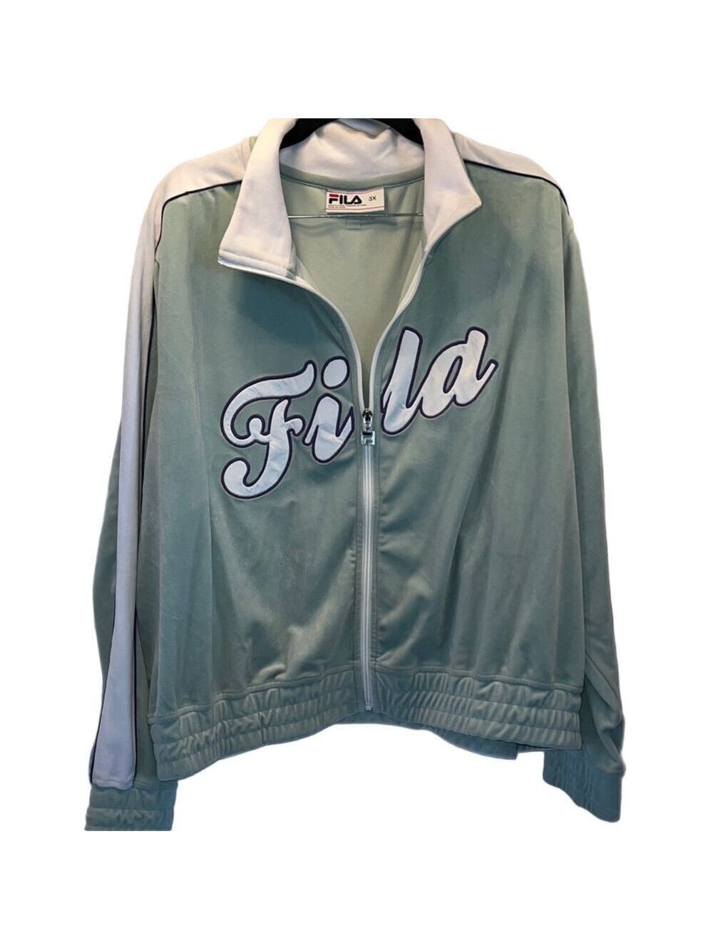 FILA Mint Green and White Varsity Track Jacket
